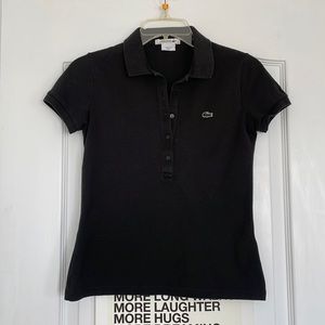 Lacoste Black Short Sleeve Polo Shirt Size 34